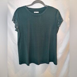 Maurices Teal Color Bedazzled T-Shirt